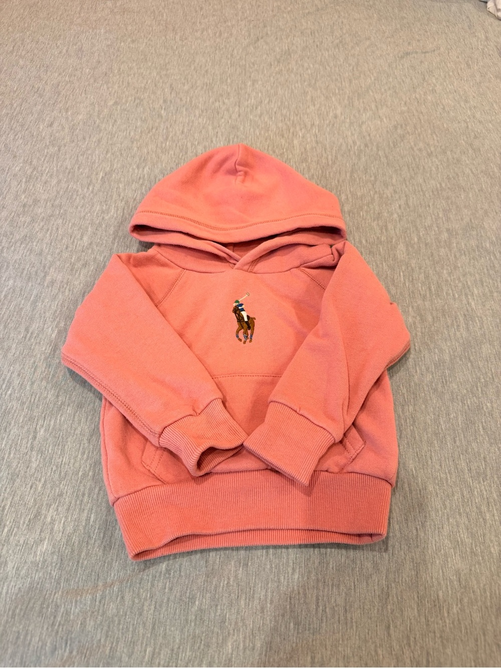 Polo by Ralph Lauren Kids Coral Pink Hoodie with Embroidered Pony